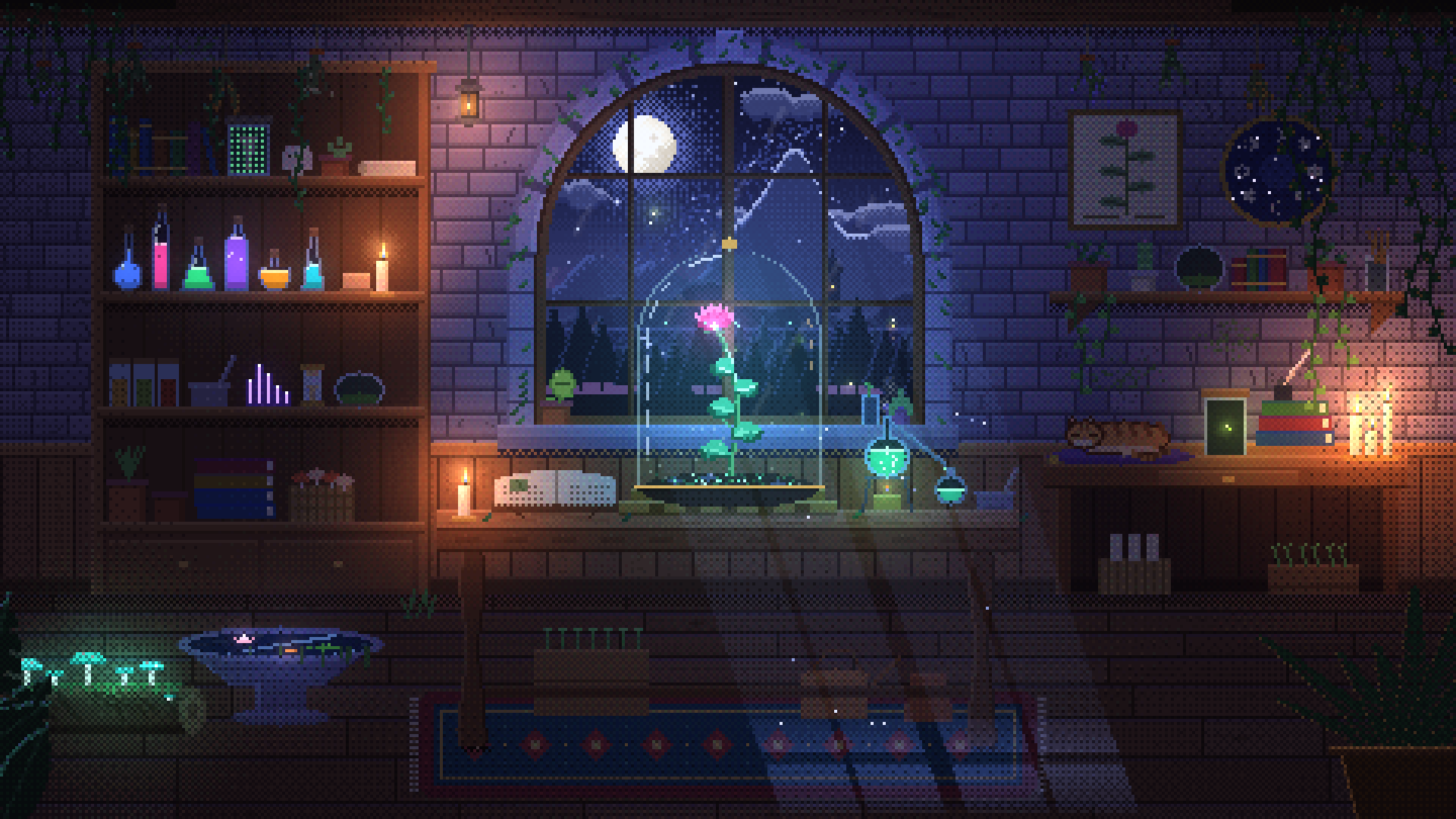 Claude Opus 5.5が描いたMoonlit Botanical Laboratory。